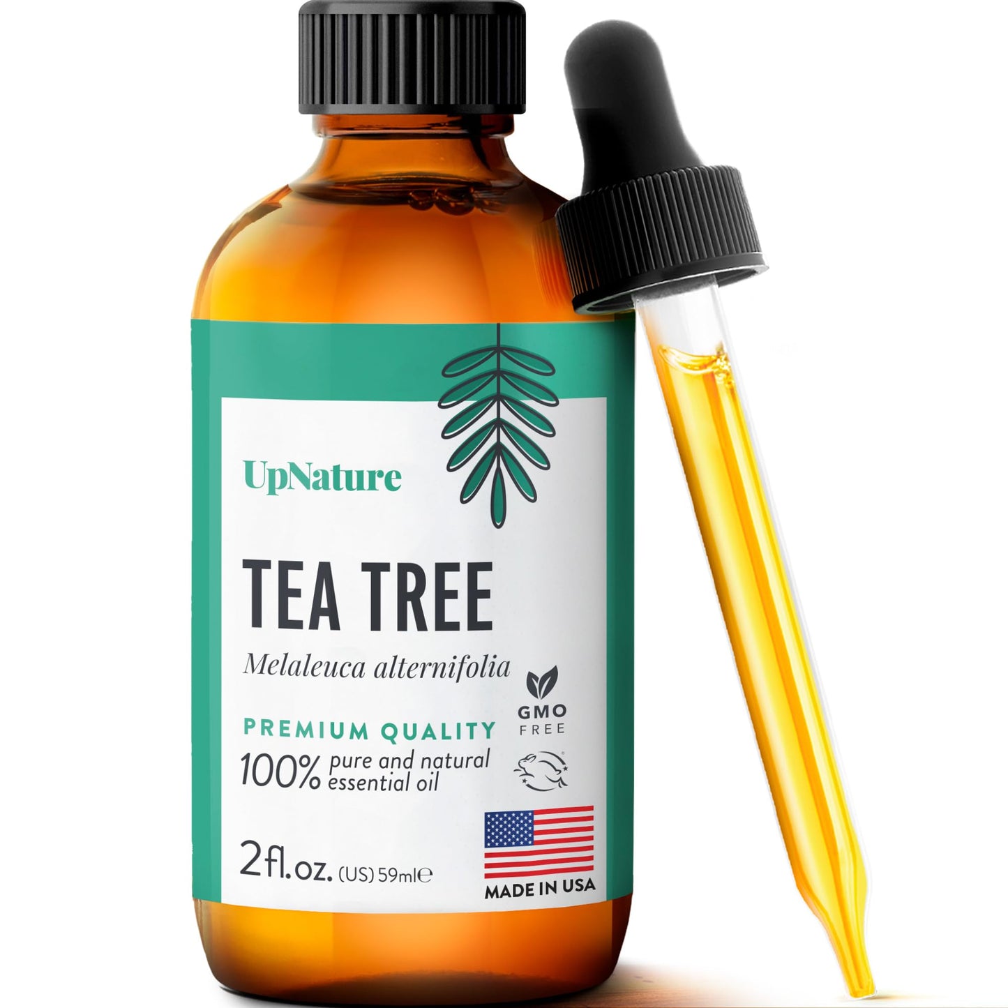 UpNature Organic Tea Tree Oil - 100% Pure Tea Tree Essential Oil for Skin, Toenail & Hair, 2oz