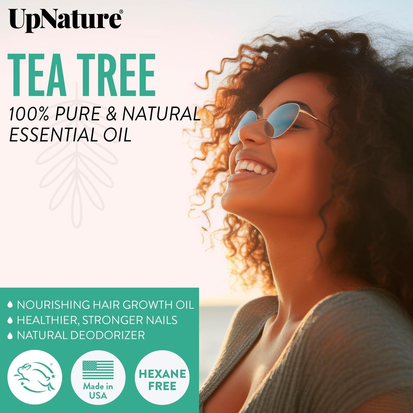 UpNature Organic Tea Tree Oil - 100% Pure Tea Tree Essential Oil for Skin, Toenail & Hair, 2oz