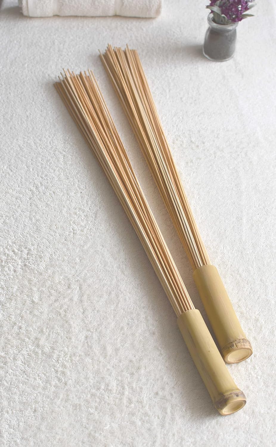 Set Of 2 Massage Bamboo Broom, Hammer Tapotement Sticks, Natural Bamboo Tool, Body Relaxation Tools, Anti-Cellulite Brooms,Sauna Accessories