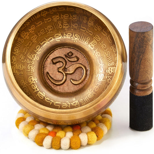 XXL Singing Bowl 850g - 16 cm Large Tibetan Singing Bowl Set with Flail and Singing Bowl Cushion in Lokta Paper Gift Box - Singing Bowl from Tibet