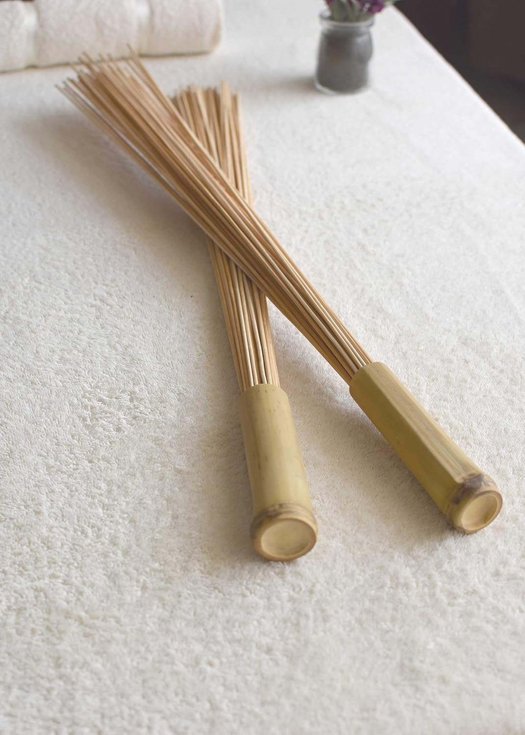 Set Of 2 Massage Bamboo Broom, Hammer Tapotement Sticks, Natural Bamboo Tool, Body Relaxation Tools, Anti-Cellulite Brooms,Sauna Accessories