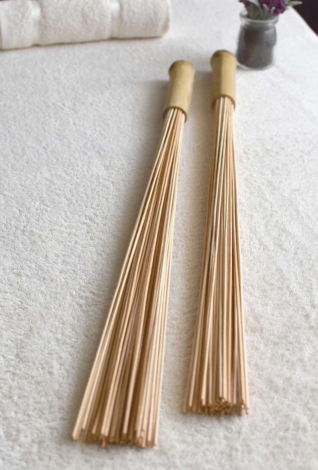 Set Of 2 Massage Bamboo Broom, Hammer Tapotement Sticks, Natural Bamboo Tool, Body Relaxation Tools, Anti-Cellulite Brooms,Sauna Accessories