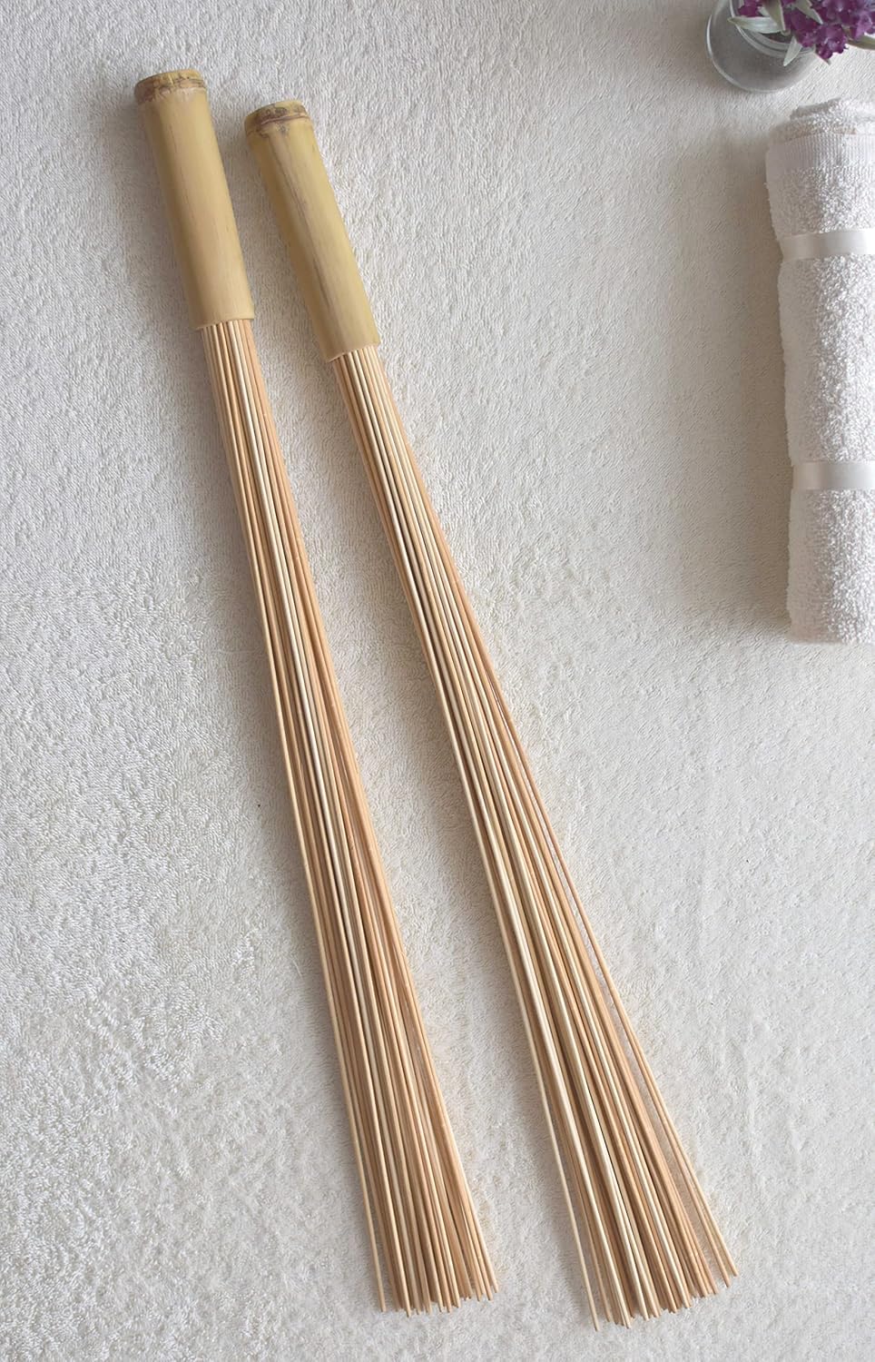 Set Of 2 Massage Bamboo Broom, Hammer Tapotement Sticks, Natural Bamboo Tool, Body Relaxation Tools, Anti-Cellulite Brooms,Sauna Accessories